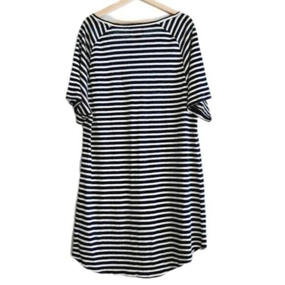 JOE FRESH | 100% Linen Stripped Tee Dress Mini Semisheer Sz L - Picture 2 of 9